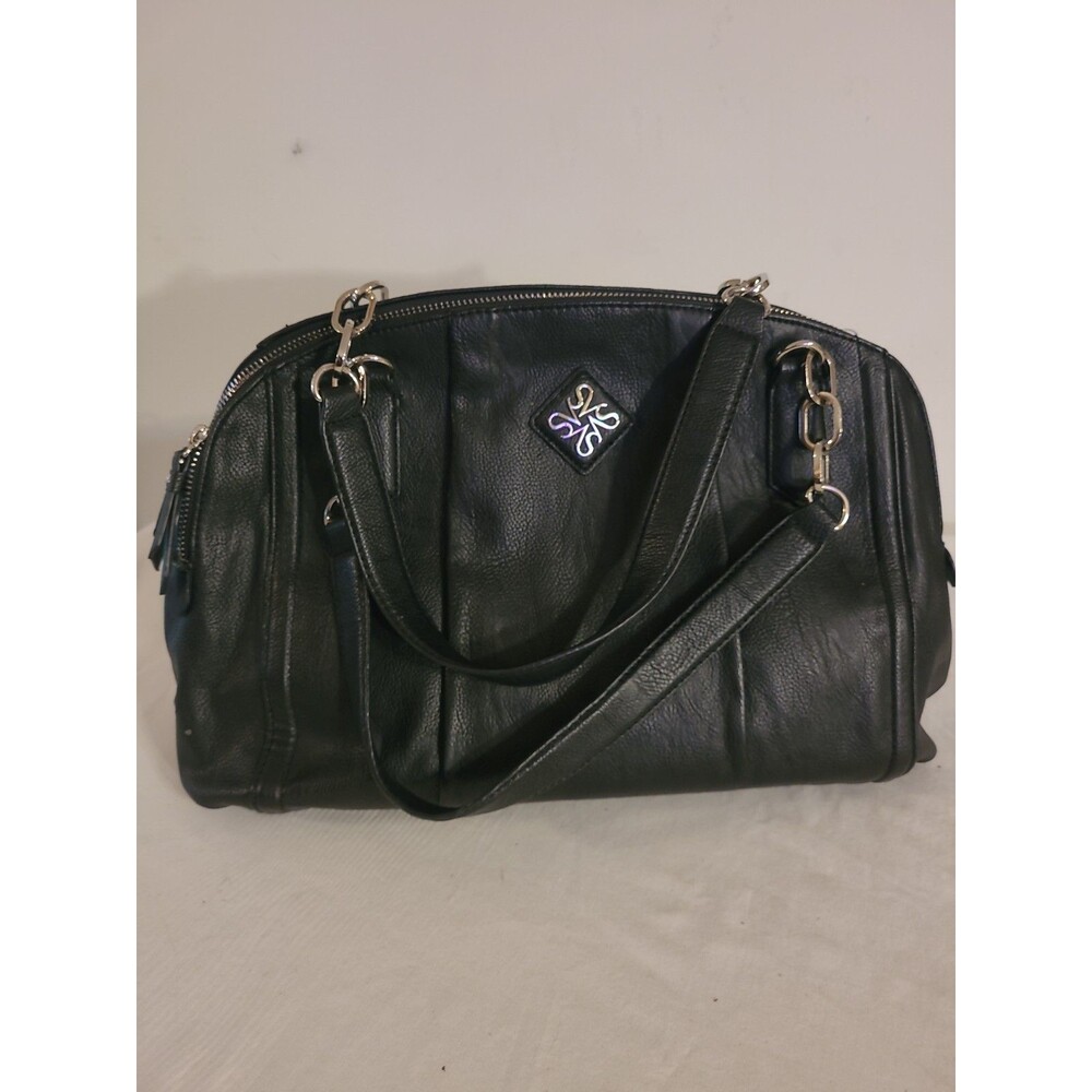 Simply Vera Vera Wang Black Handbag Triple Compartment Chain Purse Zip Snap